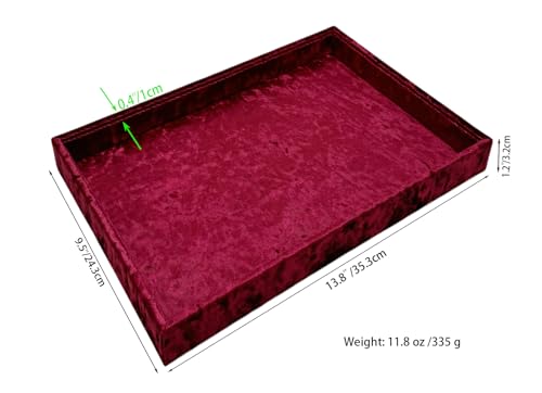 AgentMoon Luxurious Decorative Jewelry Tray,Commodity Display Board,Bedside Storage Tray for Eyeglasses Phone Watch Bracelet Earring Keys.Luxury Extra Velour (Embossed Red) - color: Embossed Red