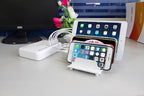 Adjustable Universal Cell Phone Dock Stand Holder, Tablet Organizer Multi Device Desktop Stand for iPhone Samsung Galaxy Google Nexus Kindle - No Charging Port (White) - color: White
