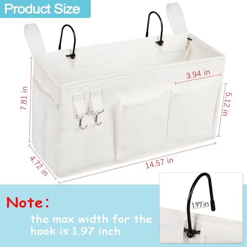 Loghot Bedside Caddy/Bedside Storage Bag Hanging Organizer for Bunk and Hospital Beds,Dorm Rooms Bed Rails,Can be Placed Glasses,Books,Mobile Phones,Keys (White) - color: 1pc White