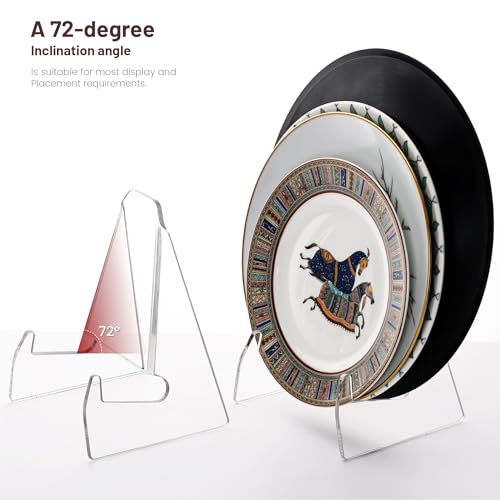 YUXUN Plate Stand for Display,2 Pack Plate Holder Display Stand,Acrylic Picture Frame Stand for Picture,Decorative Plate,Photo Easel,Tabletop Art(Clear,8Inch)