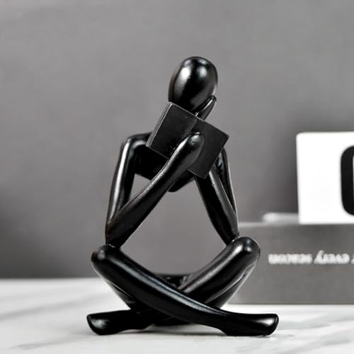 Gold Reading Women Statue, Thinker Sculptures, Abstract Art Ornament, Modern Aesthetic Figurine Decoration, Suitable for Home Living Room Bedroom Office Shelf Table Desk Bookshelf Decor (Black Right) - color: Black Right, size: Large