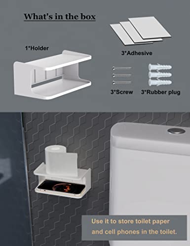 2-Shelf Bedside Shelf Organizer, Modern/Contemporary Style, Wall Mount, Double Tray Holder for Bedroom, Bathroom, Electronic Devices, Personal Items - color: White