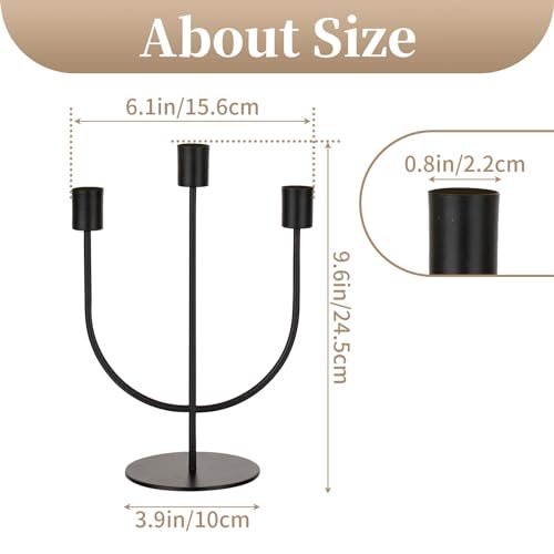 Sziqiqi Modern Candlestick Candle Holders - Matte Black Candelabra for Halloween Tabletop Taper Candlesticks Decor for Home Decorative Candle Stick Holder for Thanksgiving Formal Events Dining Room - color: Black, size: 1 Pc