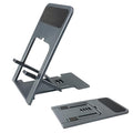 POQOD Ultrathin Cell Phone Stand for Desk, Fully Foldable Phone Holder for Desk Compatible with iPhone 16 15 14 13 12 11, Nintendo Switch, All Phones, (Grey) - color: Grey-Ultrathin