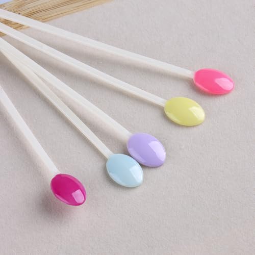150 Pcs Nail Swatch Sticks with Ring, Natural Beige Spoon Shaped Nail Art Polish Color Display Practice Tips, Acrylic False Nail Sample Sticks Practice Tools for Home or Salon Use - color: Beige Spoon Shaped