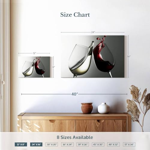 ElephantStock White And Red Wine Wall Art - Horizontal Wrapped Canvas - 1-Piece Living Room Wall Decor - Photographic Canvas Print - Gray and Red Decor for Wall - 12" X 8" - color: White And Red Wine Wall Art Single Piece, size: 12"L x 8"W