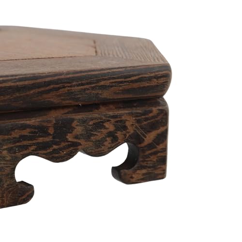 Wooden Display Stand Base 4.65" x 4.65" Wood Carved Craft Pedestal Traditional Wooden Base Oriental Antique Display Riser Hexagon Pedestal Stands for Vase Crystal Ball Teapot Stone Flower Pot - size: Hexagon, 4.65" x 4.65"