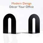6 Pcs Metal Book Ends for Shelves, Modern Black Small Bookends Organizer, Minimalist Book Stopper & Invisible Metal Book Ends for Home Office Décor
