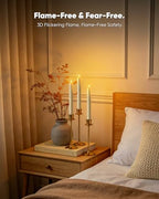 Homemory 6 Pcs Wax Flameless Taper Candles with Remote Timer and Dimmer, LED Candle Sticks with Flickering Light, Ivory Battery Operated Window Candles, 9.6 Inches for Wedding Home Indoor Decoration - style: Modern - Ivory 9.6"