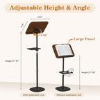 Snughome Floor Book Stand with Removable Tray, Wood Standing Book Stand for Reading, Height Adjustment 21"-51", Music Stand Cookbook Stand Textbook Stand Laptop Stand Book Holder for Display