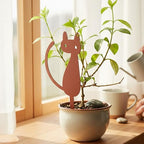 Elegant Cat Metal Garden Stake – Powder-Coated Steel Plant Pick for Pots & Planters, Rustic Indoor/Outdoor Decorative Accent