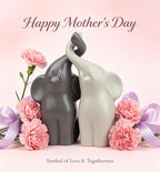 QINJIEJIE Elephant Statue Elephant Figurines Loving Gifts for Women Couples Ivory Wedding Anniversary Modern Ceramic Elephants Sculpture Lucky Elephants Ornament in Love - color: Beige & Grey