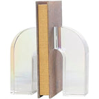 Deco 79 Crystal Geometric Decorative Bookends Arched Non Skid Bookends, Set of 2 Office Bookends3 W, 6" H, Clear - size: 3"W, 6"H