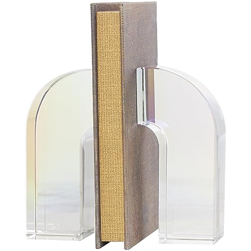 Deco 79 Crystal Geometric Decorative Bookends Arched Non Skid Bookends, Set of 2 Office Bookends3 W, 6" H, Clear - size: 3"W, 6"H