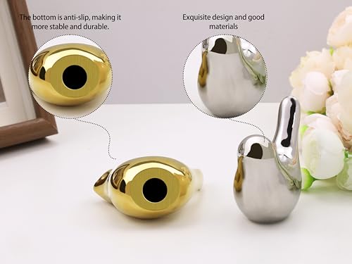 Small Birds Statues Gold and Silver Home Table Decor Bird Figurines Modern Style Decorative Ornaments for Office Desktop, Living Room, Bedroom, Bookshelf, Cabinets(Gold Silver Birds 2Pcs) - color: Gold and Silver