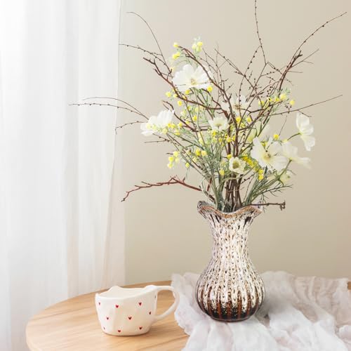 Ceramic Vase, Modern Small Vases for Home Decor, Elegant Flower Vase Centerpiece for Tables, Office Desk, Room Decor, Fit for Housewarming, Wedding, Birthday (White) - color: White