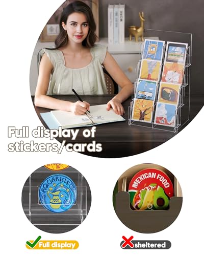 Acrylic Sticker Display Stand, Sticker Holder Display for Vendor Events, Card Rack Display Stand, Portable Display Rack - size: Two Rows