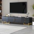 Modern TV Stand with Drawers for TVs up to 75'', Media Console Storage Cabinet Entertainment Center Furniture for Living Room Bedroom, Gold Metal Legs, 70.9-Inch, Black - color: Black