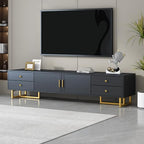 Modern TV Stand with Drawers for TVs up to 75'', Media Console Storage Cabinet Entertainment Center Furniture for Living Room Bedroom, Gold Metal Legs, 70.9-Inch, Black - color: Black