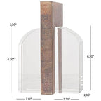 Deco 79 Crystal Geometric Decorative Bookends Arched Non Skid Bookends, Set of 2 Office Bookends2 W, 6" H, Clear - size: 2"W, 6"H