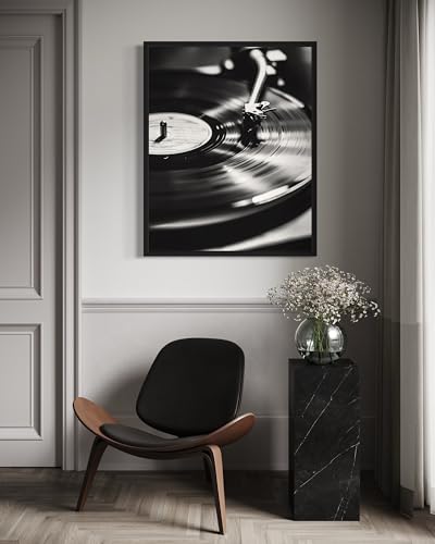 Record Player Art Music Poster - Musical Instrumental Wall Art Print - Black and White - Photography Musical Art - Bedroom or Office Living Room Decor 137 (Record Player, 16 x 20 inches, Unframed) - color: Record Player, size: 20"L x 16"W