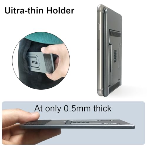 POQOD Ultrathin Cell Phone Stand for Desk, Fully Foldable Phone Holder for Desk Compatible with iPhone 16 15 14 13 12 11, Nintendo Switch, All Phones, (Grey) - color: Grey-Ultrathin