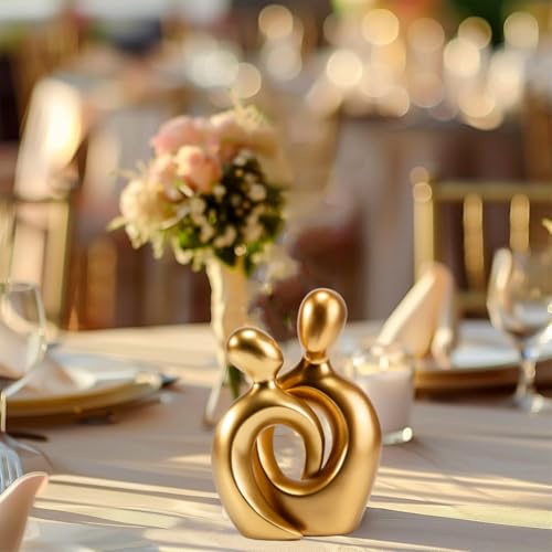 Couples Gift Statues, Anniversary Wedding Gift for Men Women Gold DecorTable Centerpieces TV Stand Bookshelf Knick Knacks Modern Decor Figurines Anniversary Women Gift Valentine's Day Gift