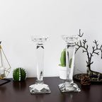 2-Pack Crystal Candlestick Holders, Clear Crystal Taper/Pillar Candles Holders,Table Centerpiece Home Decorative Candle Holders for Wedding, Dining, Party(10.6in Tall)