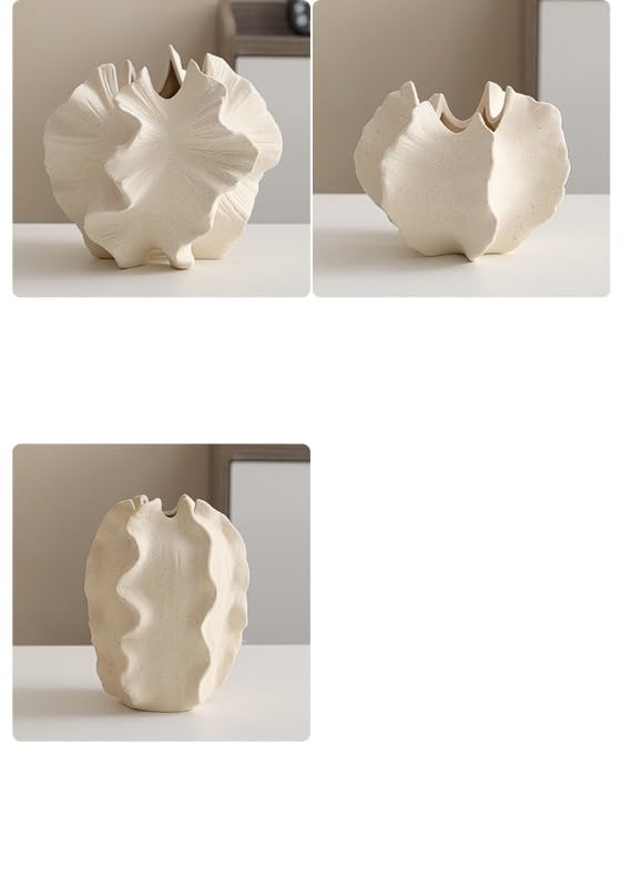 White Ceramic Vase – Nordic Minimalist Unglazed Stoneware Flower Vessel, Living-Room Centerpiece, Boho-Soft Furnishing Accent (09 Models (Large)) - color: 09 Models (Large)