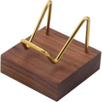 Crystal Display Stand Metal Arms Small Display Stand with Wooden Base Geodes Agate Mineral Easel Holder for Collectibles - color: Style 3