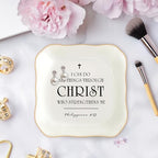 Christian Gifts for Women, Bible Verse Ceramic Jewelry Dish Trinket Ring Tray, Inspirational Floral Gift for Mom Sister Friend Birthday Christmas-I Can Do All Things Through Christ (White-Christ1) - color: White-Christ1