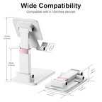 Phone Stand for Desk, Cell Phone Holder Adjustable Office Cellphone Stand for Desk Adjustable Tablet Stands Compact Design for iPhone iPad Android Devices Under 12", White,2Pack - color: 10-Snow-white