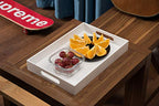 KEVLANG Glossy White Sturdy Acrylic Serving Tray with Handles-10x15Inch-Serving Coffee Appetizer Breakfast Butler-Kitchen Countertop-Makeup Drawer Organizer-Vanity Table Tray-Ottoman Tray - color: Glossy White, size: 15" x 10" x 2"