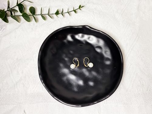 Key Bowl Black Key Dish for Hallways Small Trinket Dish Round Ring Bowl Decorative Jewelry Tray for Entryway Dresser Bathroom Decor