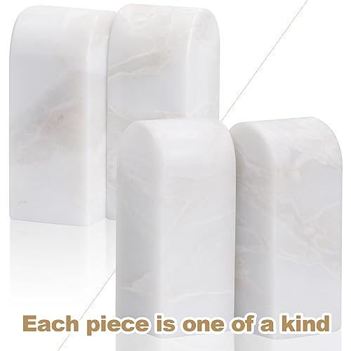 Koville African Natural Marble Bookends for Shelves, Decorative Book Ends, 7lbs Heavy-Duty Marble Book Holders, Bookshelf Apartment Decor for Normal Books/CD/Video Games(Bianco Fiora) - color: White Marble-bianco Fiora, size: 7lb