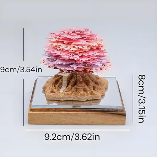 3D Creative Time Piece Calendar 2026 Desk Daily Calendar Decoration with Acrylic Case, Paper Sculpture Non-stick Notes, Paper Carving Art Craft Chirstmas Gift (Tree House)