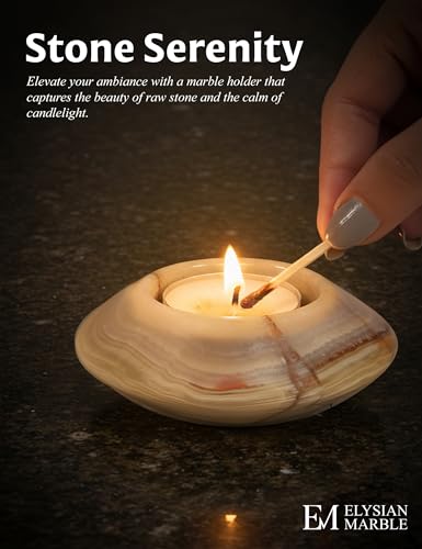 Tealight Candle Holders Set of 2 – Handcrafted Natural Marble Tea Light & Votive Holders, Decorative Stone Candle Holder Pair for Home Décor, Dining Table, Coffee Table & Wedding Decor - color: Green, size: 3.5" Inches