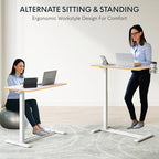 FLEXISPOT H7 Adjustable Overbed Bedside Table with Wheels Pneumatic Mobile Standing Laptop Desk Rolling Computer Cart Movable Overbed Table Hospital Home Use (31.5" W x 17.7" D, White Maple Large) - color: White Maple, size: Large