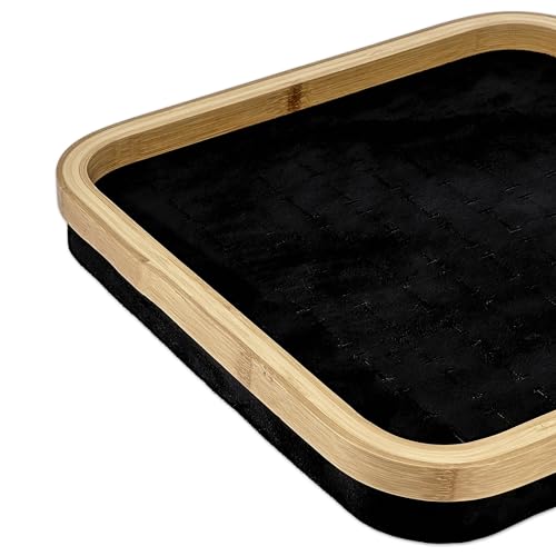 TheDisplayGuys - Bamboo Jewelry Organizer Display Tray - Faux Suede Insert - 104 Ring Holder Slots - Black - color: Black Suede, size: Ring Slots - 104, style: Bamboo