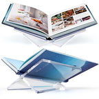 Acrylic Book Stand Clear Acrylic Book Holder, 8.5" x 6.4" x 3.5" Open Book Holder Stand for Display and Reading Cookbooks, Art Books, Bibles, Magazines - Home and Office (Clear, Medium) - color: Clear, size: Medium