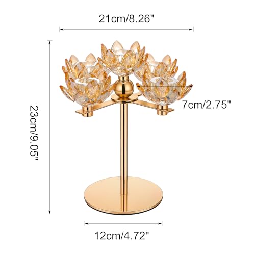 Crystal Candle Holders Lotus Candelabras Gold Arch Candlestick, Centerpiece Table, Home Hecor for Wedding, Dinning Room, Coffee Table, Kitchen, Living Room, Entryway (5 Arms, Gold, Taper Candle) - color: Gold, size: 5-Arm
