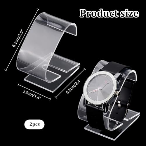 PH PandaHall 2pcs Clear Watch Stand, 2.4 x 2.4 x 1.3 inch Single Watch Holder Display Acrylic Bracelet Display Rack Jewelry Holder Stand Watch Organizer Storage for Women