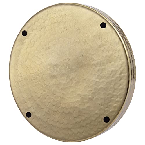 MyGift 11 Inch Deluxe Hammered Brass Round Decorative Tray - Aluminum Plated Serving Display Platter, Centerpieces and Vanity Tray - Handcrafted in India - color: Brass (11 Inch)