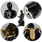 XINGYAN Elegant Ceramic Bookends - Black & White Reading Statues with Gold Accents - Sophisticated Decor for Shelves and Home(Gold Book)