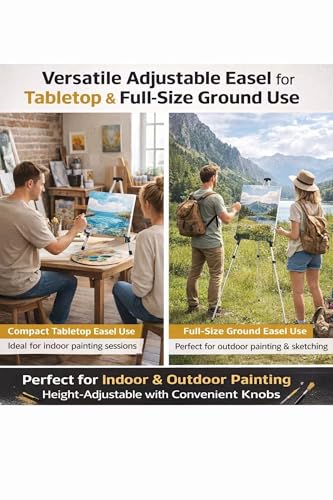 MXG Portable Adjustable Large Display Stand, Heavy Duty Aluminum Tripod Easel for Painting, 33-64 Inch Foldable Tabletop & Floor Sign Holder for Art Exhibitions, Outdoor, & Wedding, Silver - color: Silver