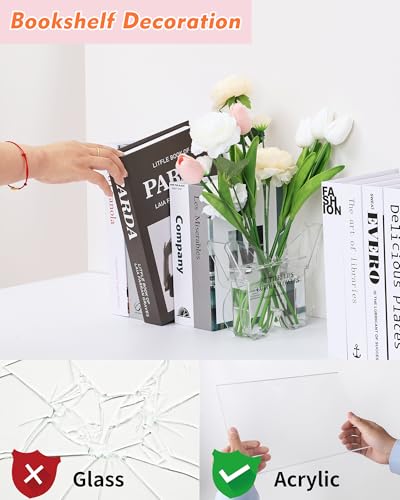 Butterfly Shaped Acrylic Flower Vase with Scissors and Plant Tape, Clear Decorative Vase for Home Office Desk, Unique Shelf Decor and Event Decoration, Aesthetic Gift for Book Lovers and Women