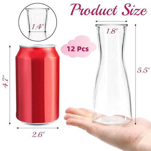 Set of 12 Glass Bud Vases, Clear Small Flower Vases for Centerpieces, 6 Oz Decorative Vase for Wedding, Birthday, Events, Dining Room