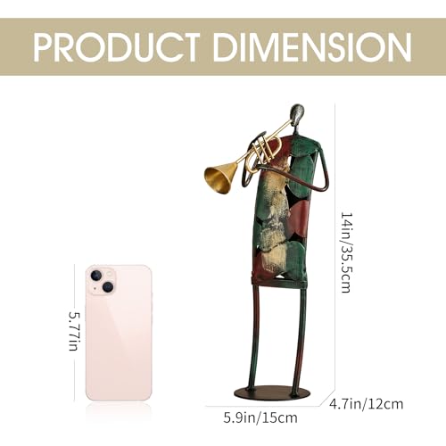 Modern Metal Musician Sculpture, Handmade Colorful Music Player Figurine, Abstract Iron Art Statue for Home Decor, Office Desk, Bookshelf, Living Room Decorations, Gift for Music Lovers (Trumpe) - color: Trumpe