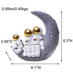 BUTILIVEEN Astronaut Decor Family Sculptures, Astronaut Family of 3 Figurines, Space Themed Bedroom Decor, Desktop Decor, Shelf Decor, Gifts for Space Lovers, Gold Astronaut Home Deocr - style: Family of 3