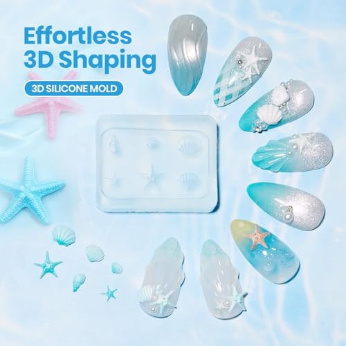 Beetles 3D Gel Nail Art with 3D Mold-2 Pcs Sandy Glow Clear and White Solid Builder Gels for Nails Non-Sticky Sculpting with Dual-Ended Sculpture Pen, Beginner Friendly DIY at Home,UV LED Lamp Needed - color: B4-Clear & White Solid Builder Gel